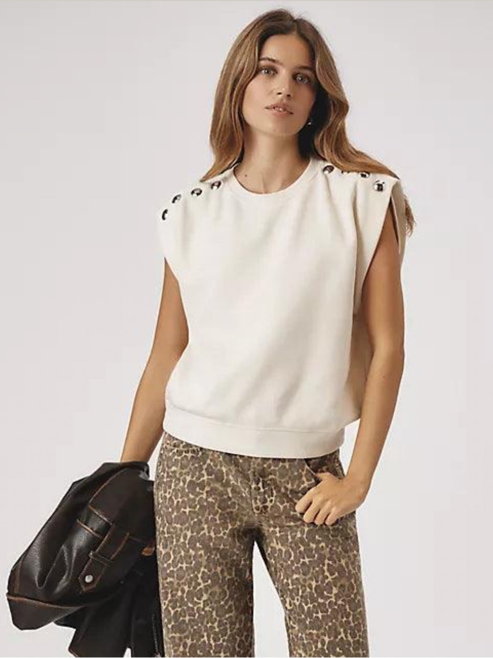 Clare V Le Vest in Cream Sweatshirt